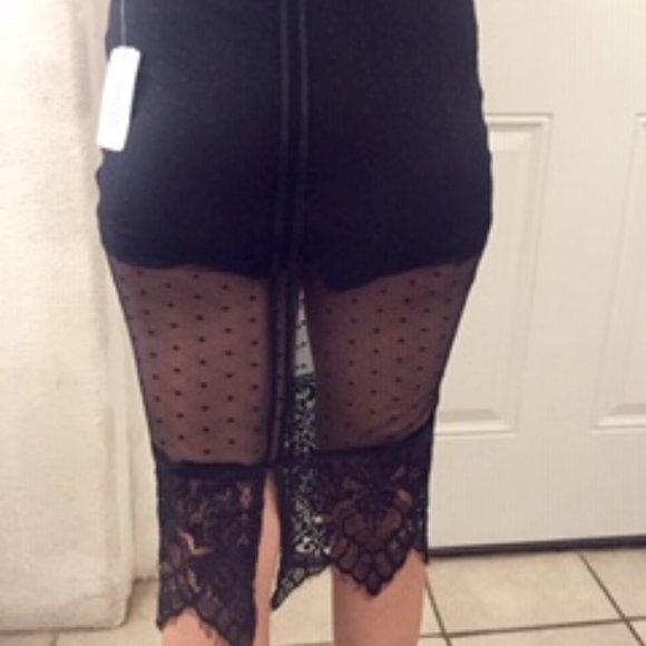 NWT Black lace skirt with shorts sheer polk… - Picture 4 of 6